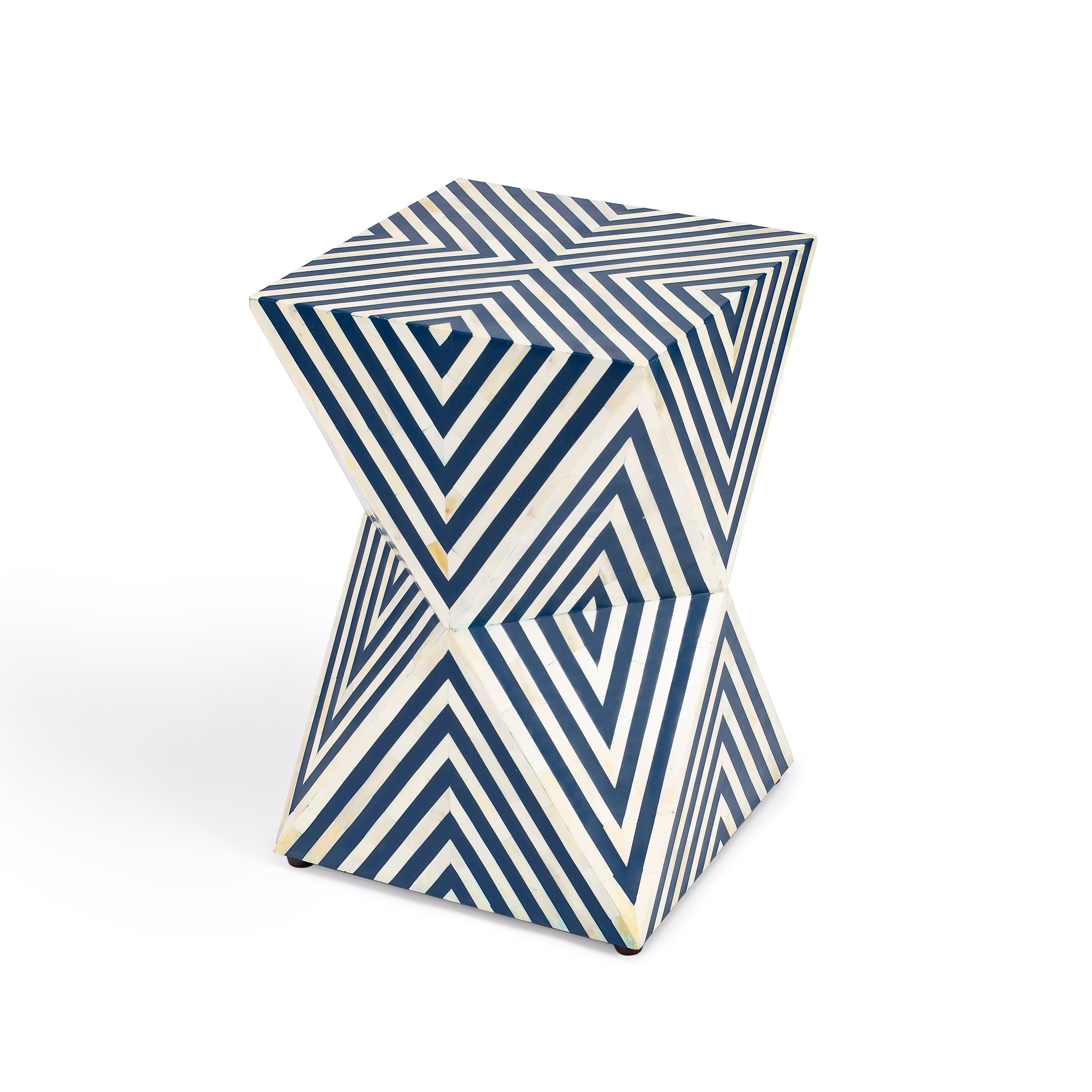 Anais Blue and White Bone Inlay Rectangular End Table