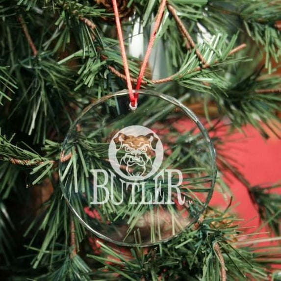 Butler Bulldogs Round Crystal Christmas Ornament