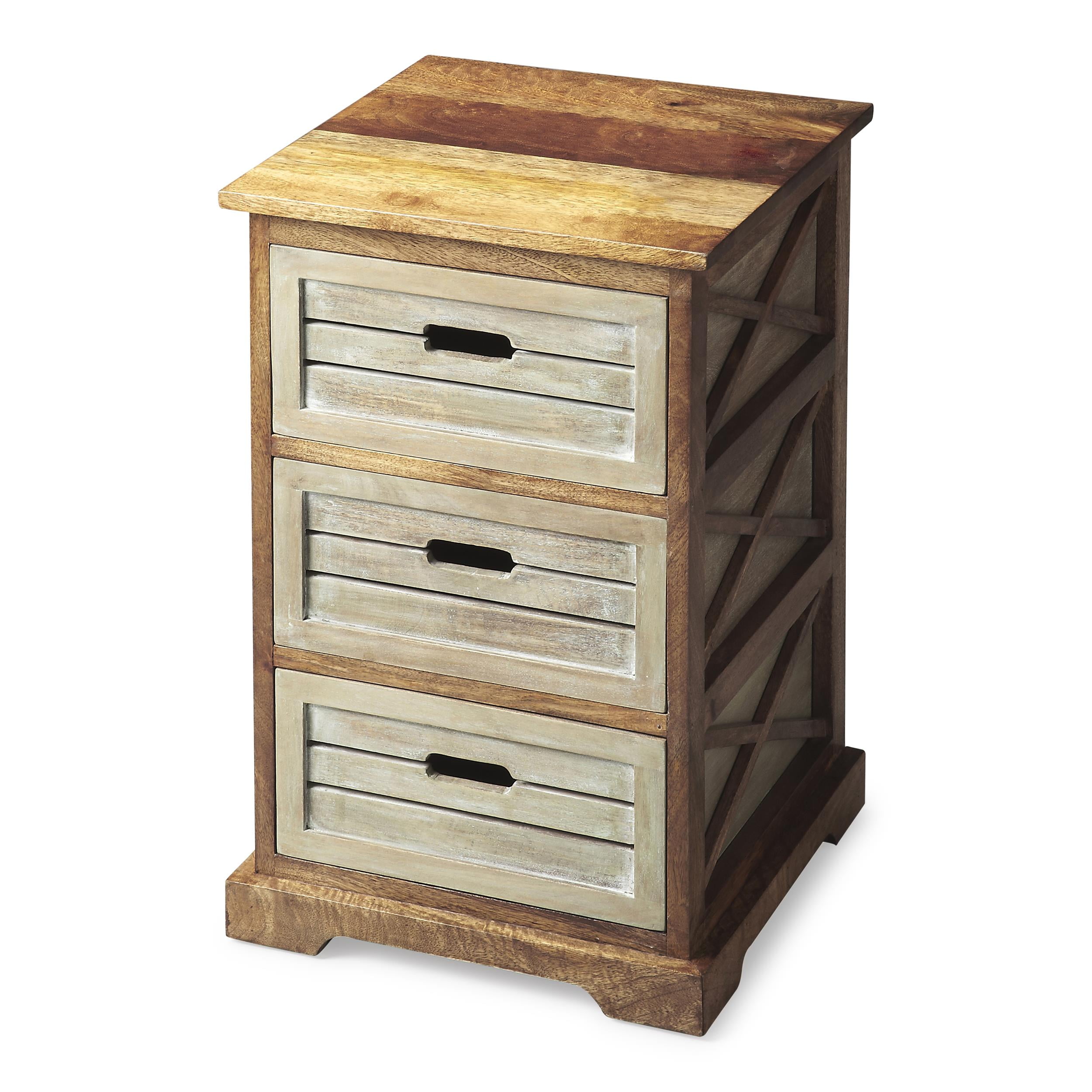 Hayden Square Chairside Chest with X-Side Supports and Storage