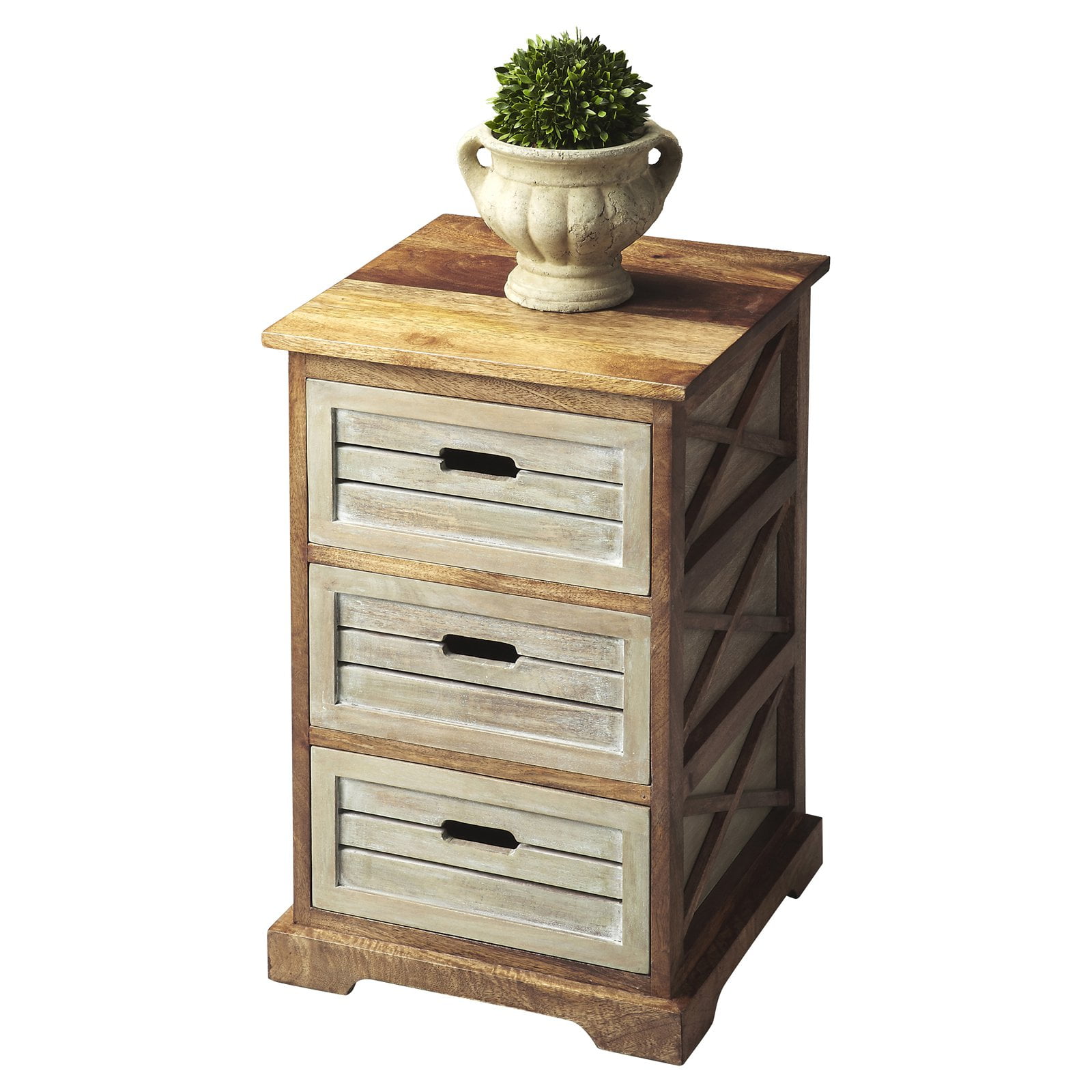 Hayden Square Chairside Chest with X-Side Supports and Storage