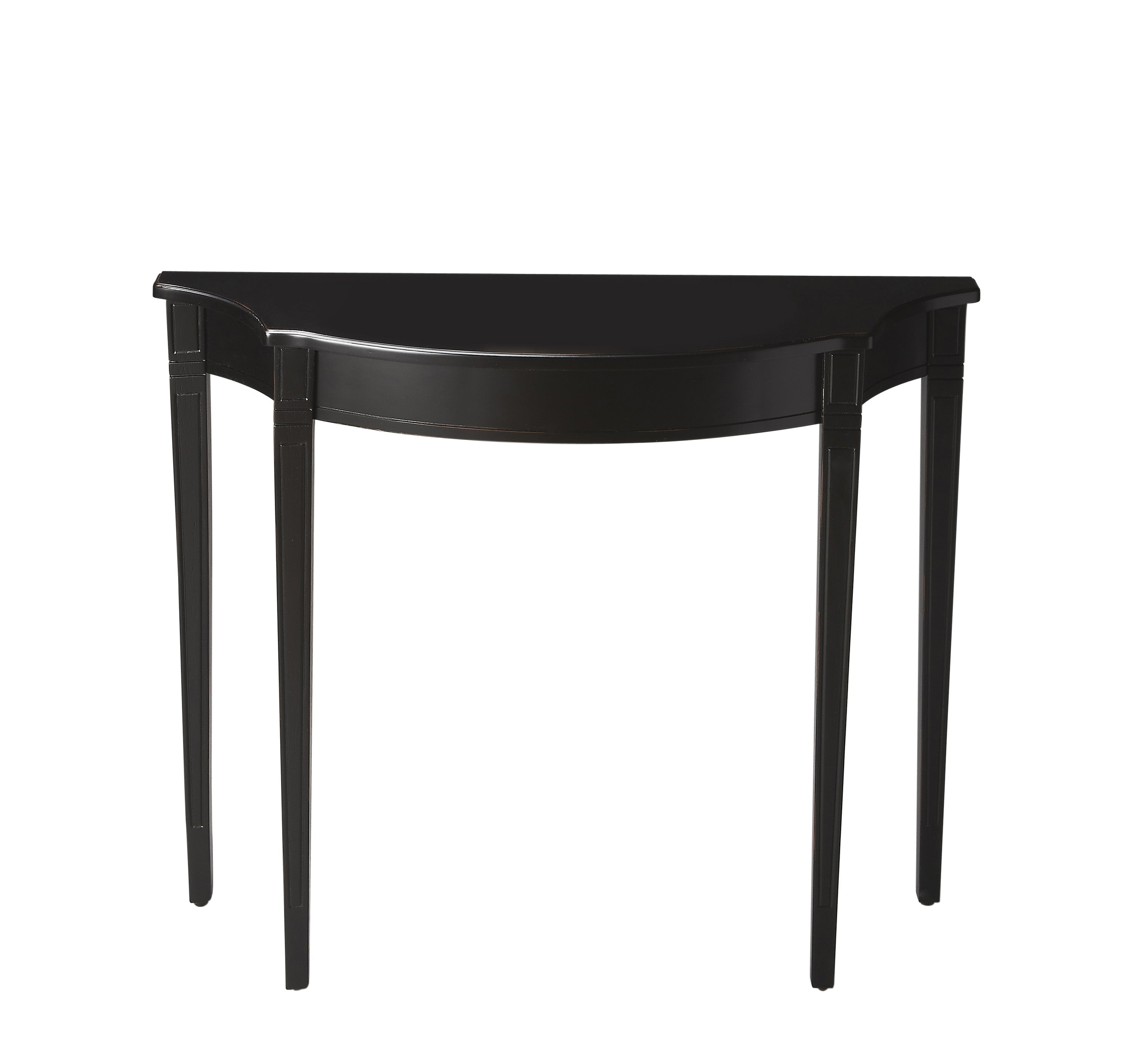 Elegant Demilune Black Licorice Wood Console Table