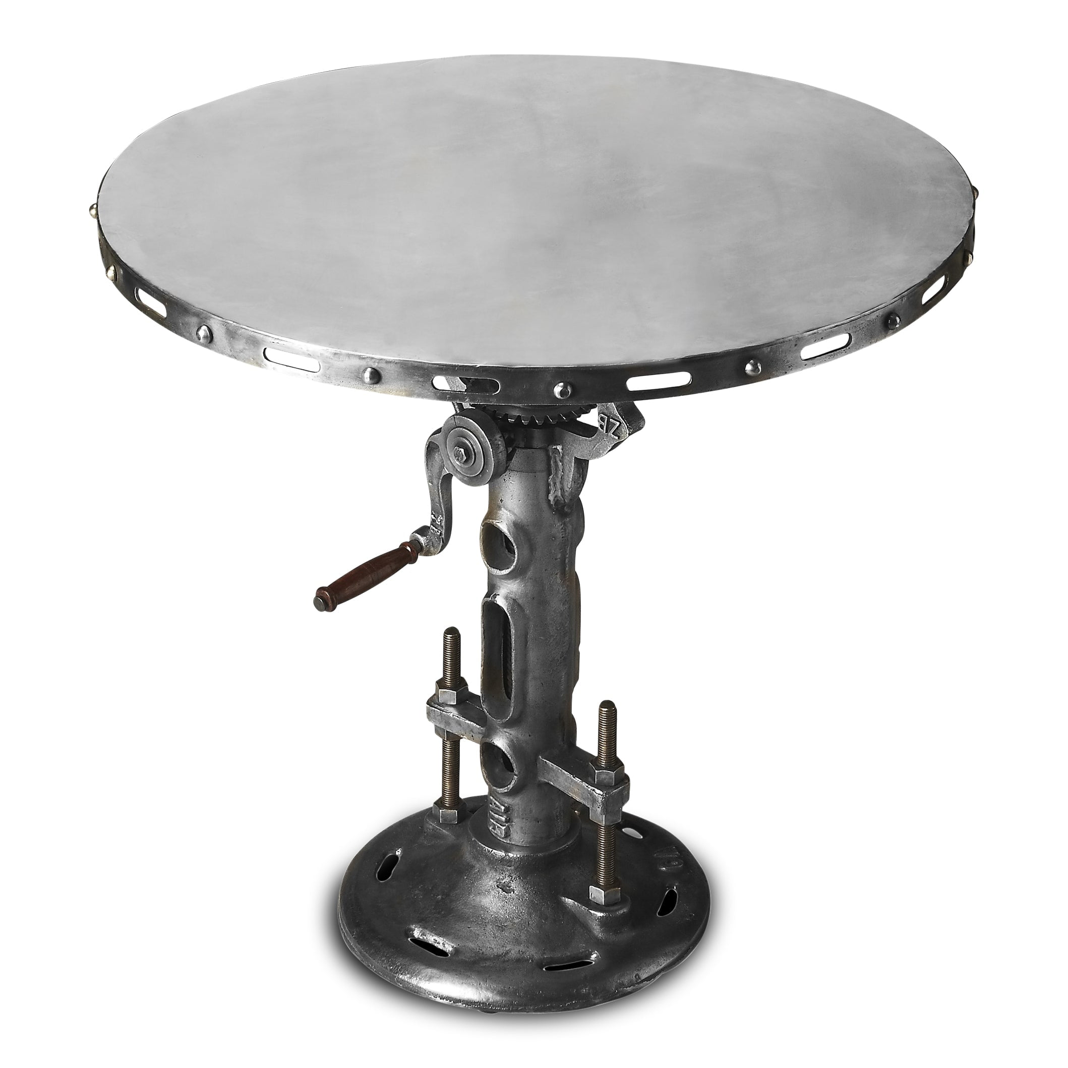 Industrial Chic Round Wood & Iron Adjustable Bar Table