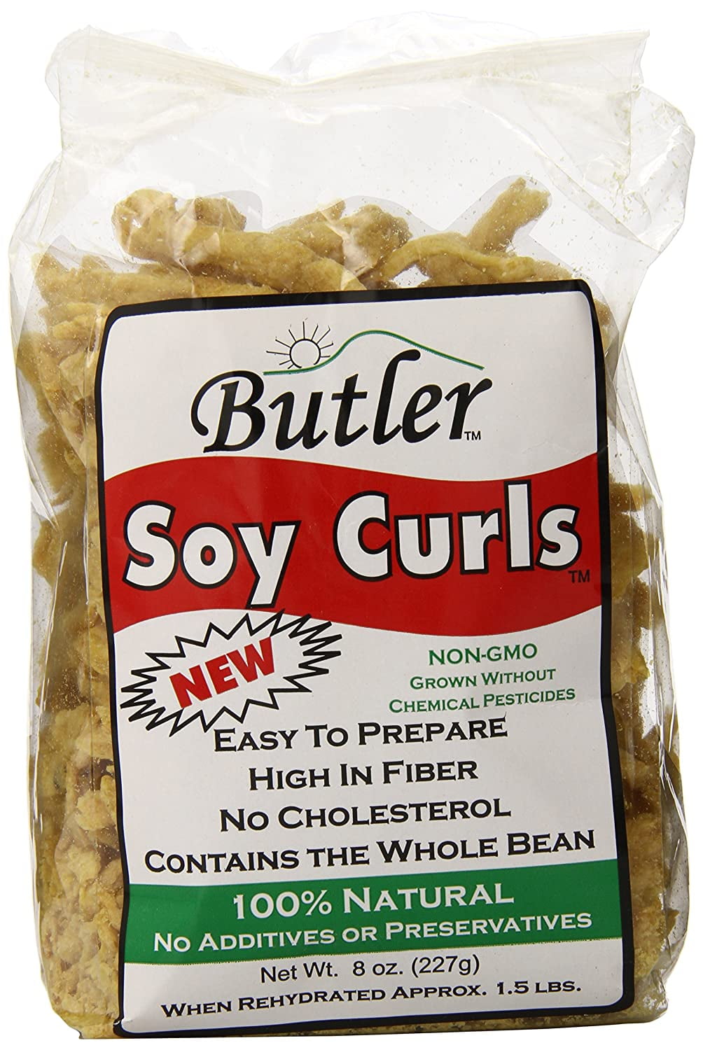 BUTLER FOODS Soy Curls, 8 oz All-Natural, Non-GMO, Vegan Meat Alternative, Plant-Based Protein for Cooking, Stir-Fries, Soups, and More