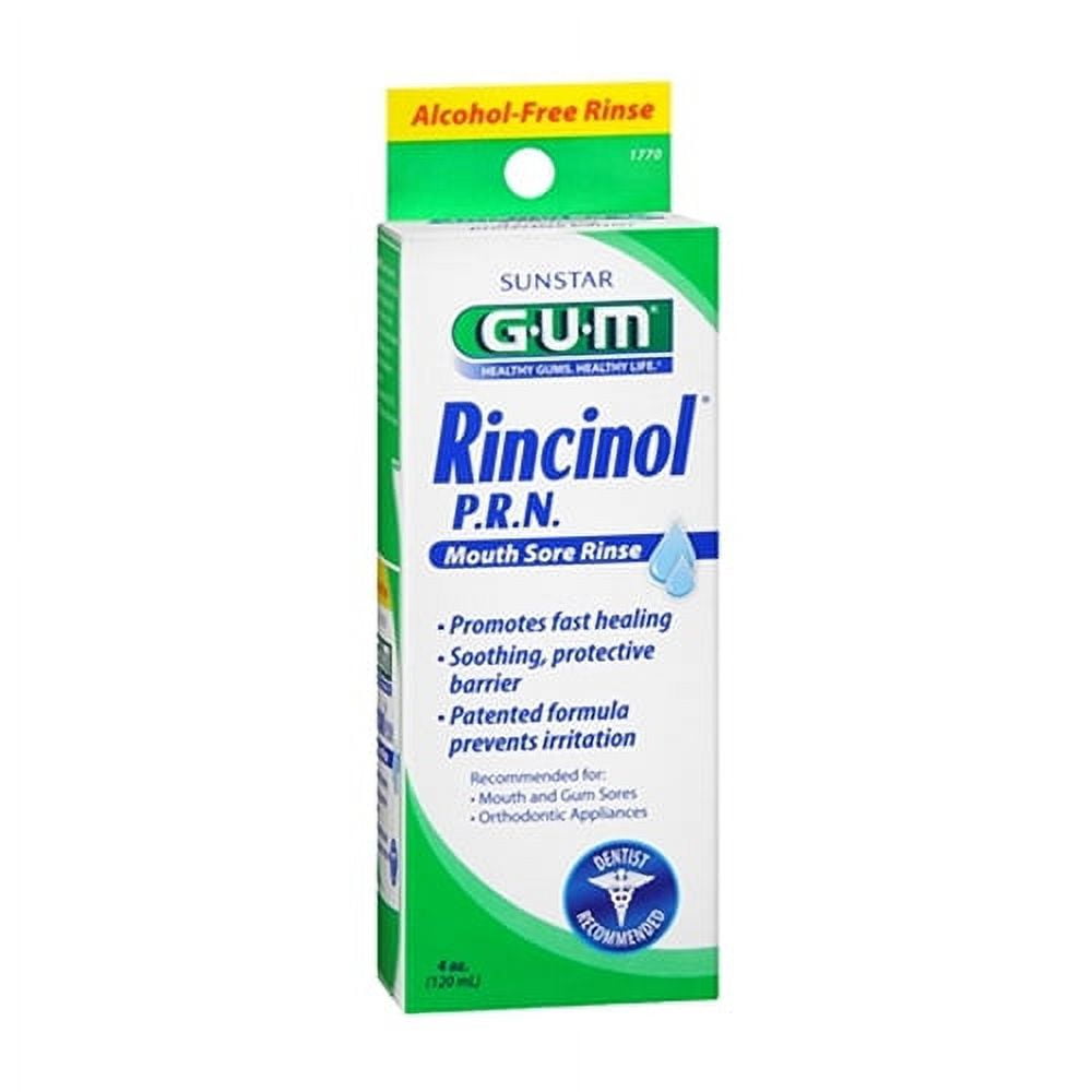 Butler G-U-M Rincinol P.R.N Oral Rinse, Canker Sore Pain Reliver 1770R, 4 Oz