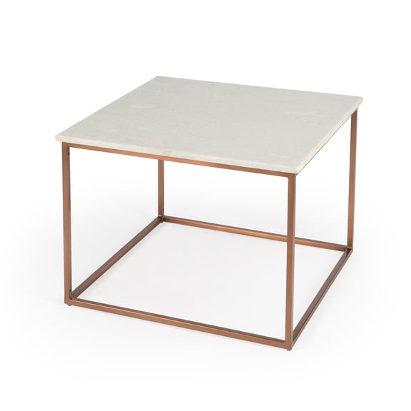 Butler Holland 24"W Square Genuine Marble and Metal Coffee Table - Ivory