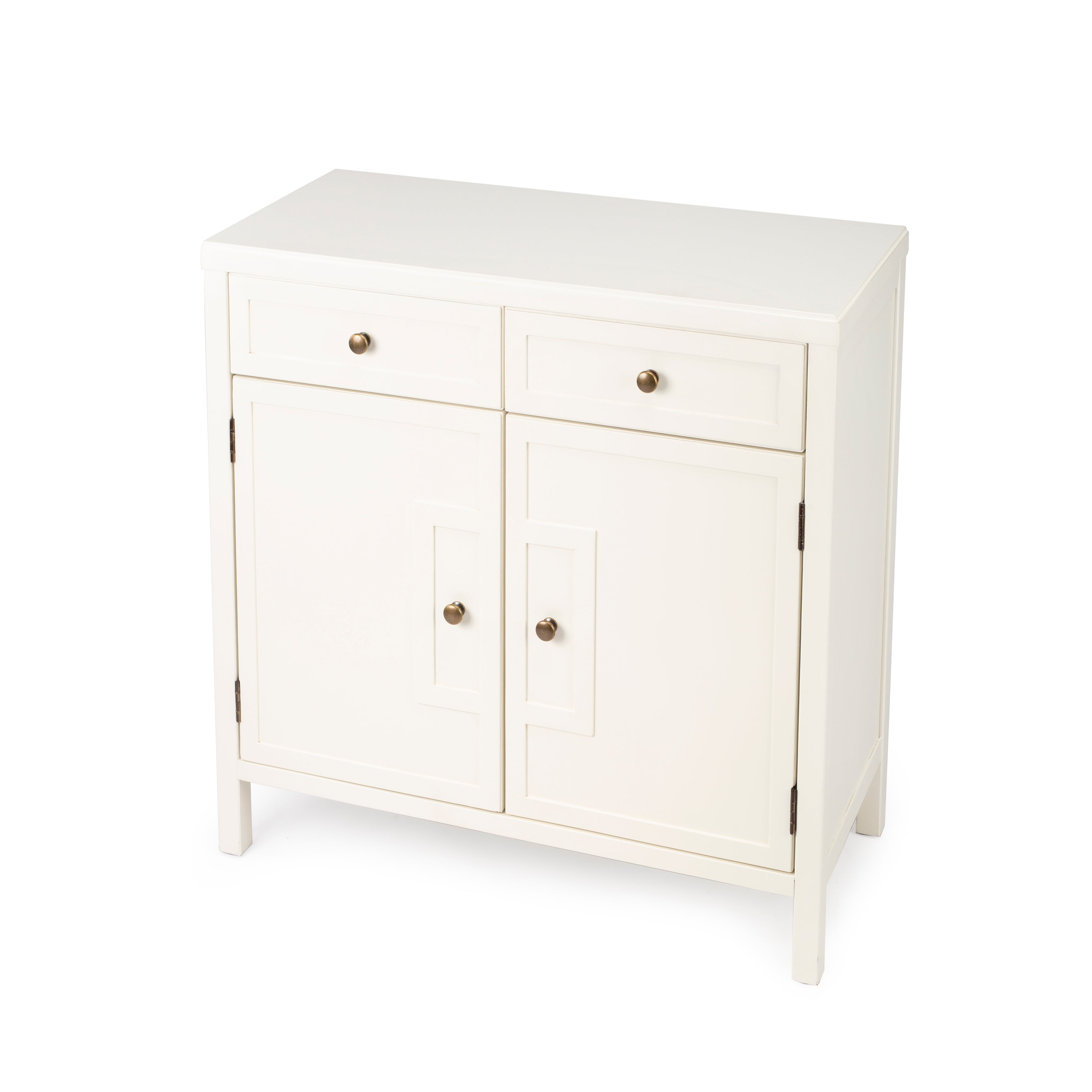 Imperial White Wood Console Cabinet with Nickel Hardware