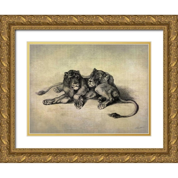 Butler, John 14x12 Gold Ornate Wood Framed with Double Matting Museum Art Print Titled - Big Cats III
