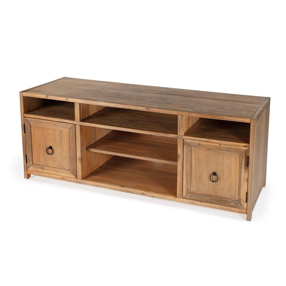 Elin Natural Wood 65'' Media Console with Adjustable Shelves