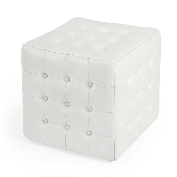 Butler Leon White Leather Ottoman