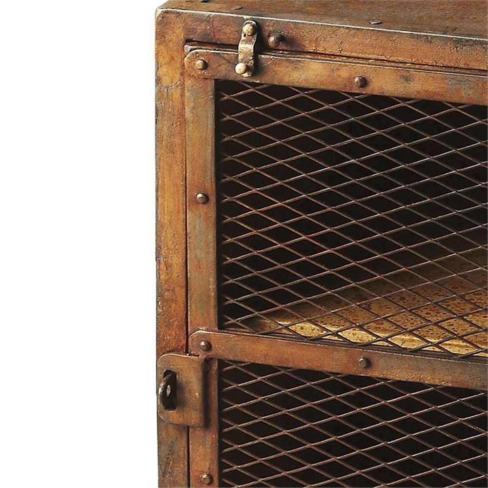 Rust Brown Industrial Metal Chairside Chest with Storage