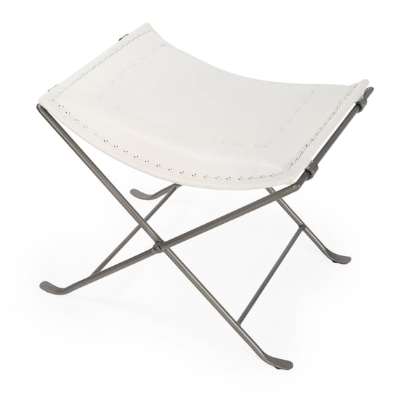 Butler Melton White Leather Stool