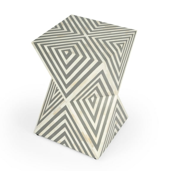 Butler Anais White And Grey Bone Inlay End Table