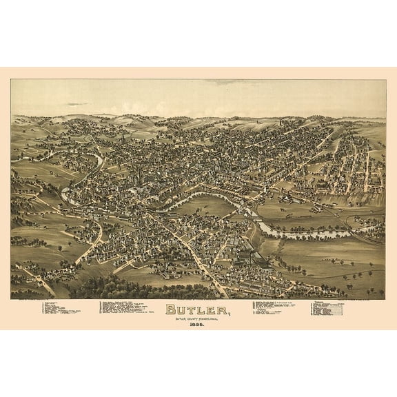 Butler Pennsylvania - Moyer 1896 by Moyer (36 x 24)