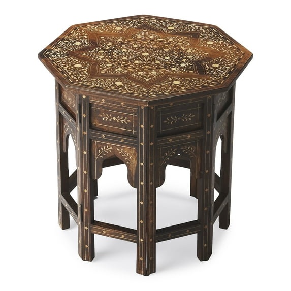 Butler Specialty Bone Inlay End Table In Wood And Bone Inlay