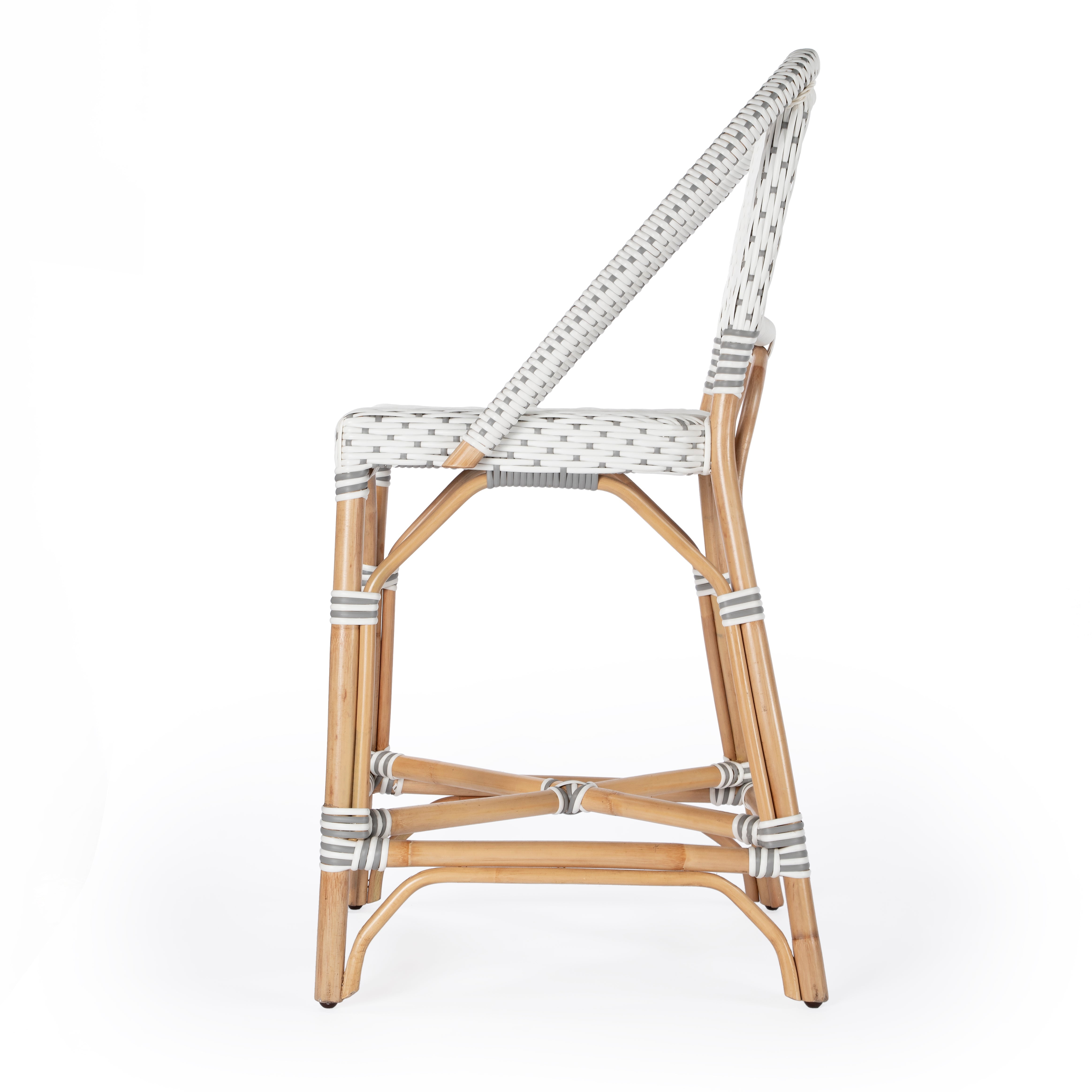 Solstice White & Grey Rattan Swivel Counter Stool