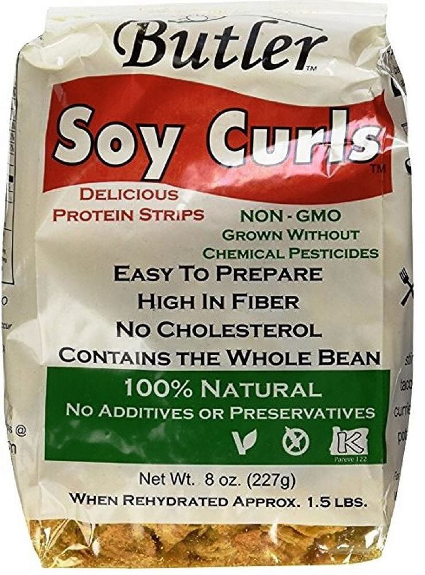 Butler Soy Curls, 8 oz Bags (Pack of 6) | Bulk Plant-Based Meat Alternative, Whole Soy Protein, Vegan, Gluten-Free, Non-GMO, Shelf-Stable, 100% Natural, Pantry-Friendly