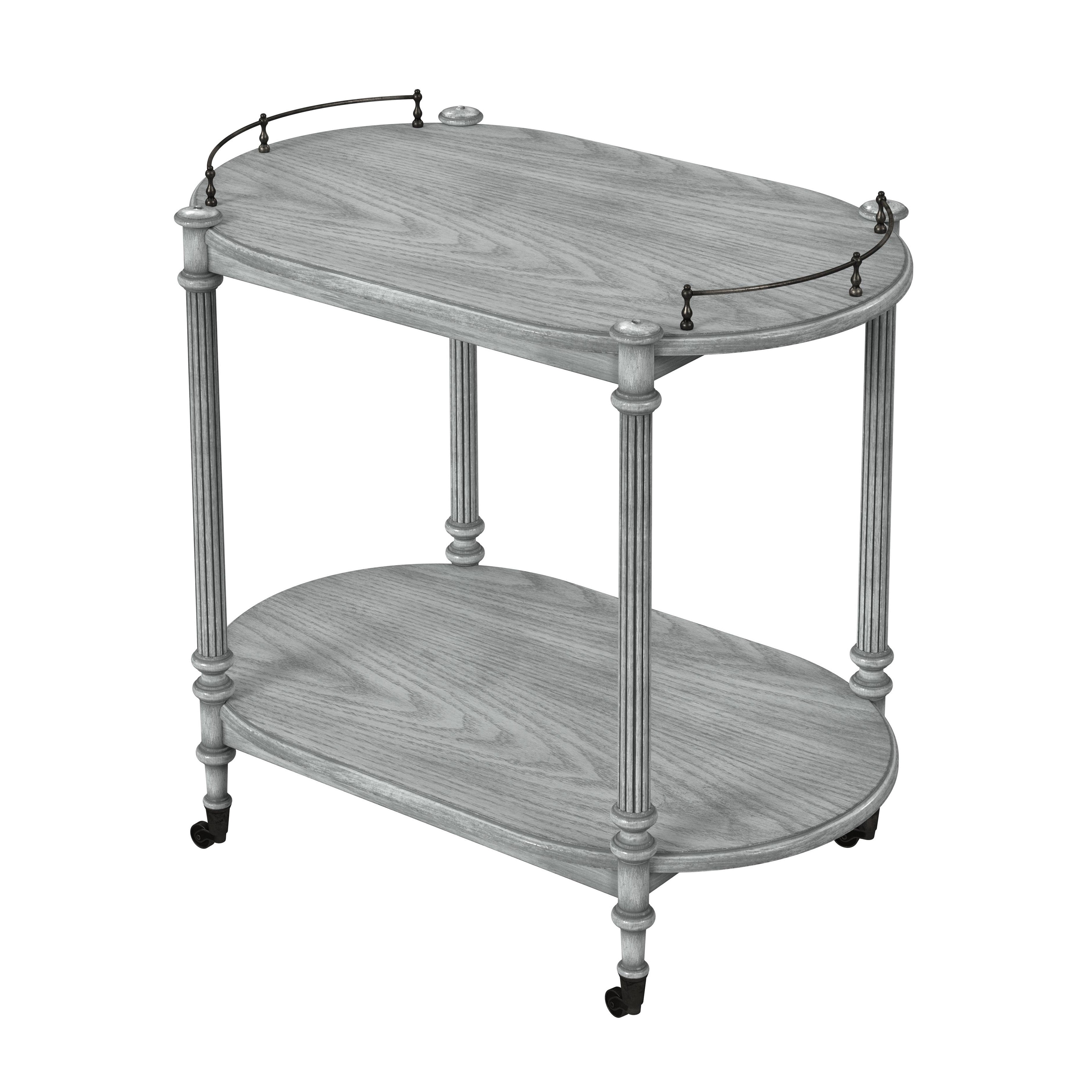 Gray Wooden Rectangular Bar Cart with Storage