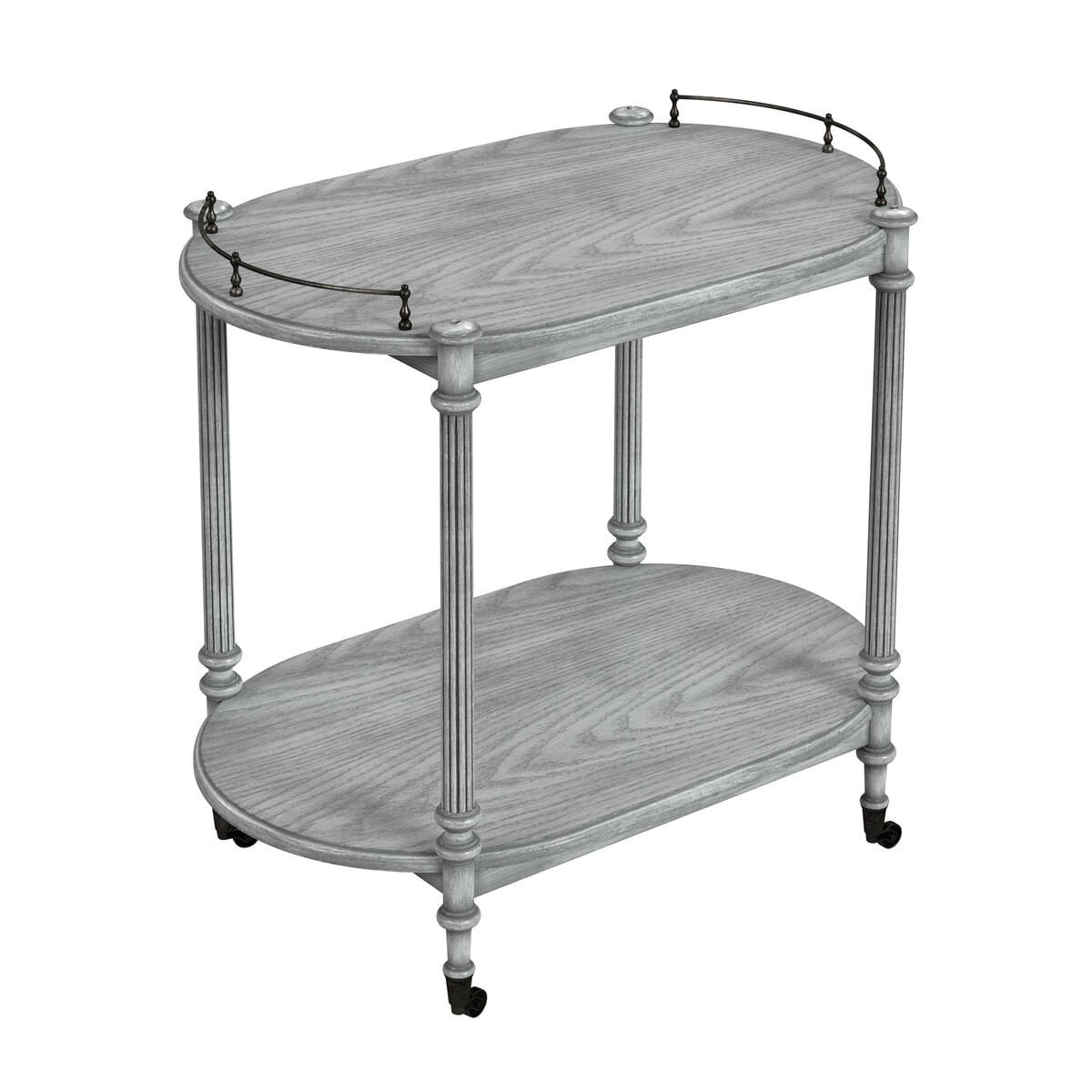 Gray Wooden Rectangular Bar Cart with Storage