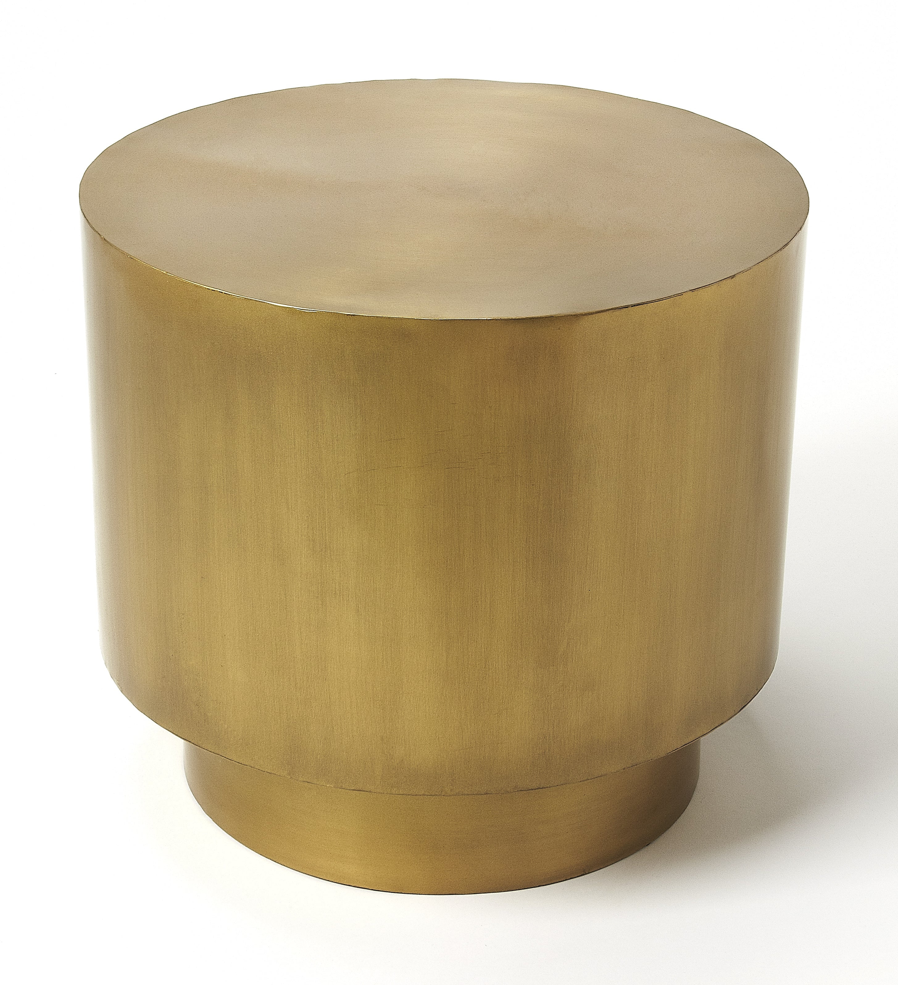 Contemporary Gold Round Metal Bunching End Table