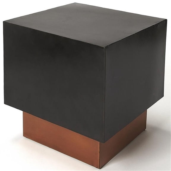 Butler Specialty 18" Square Metal Accent End Table In Black And Copper