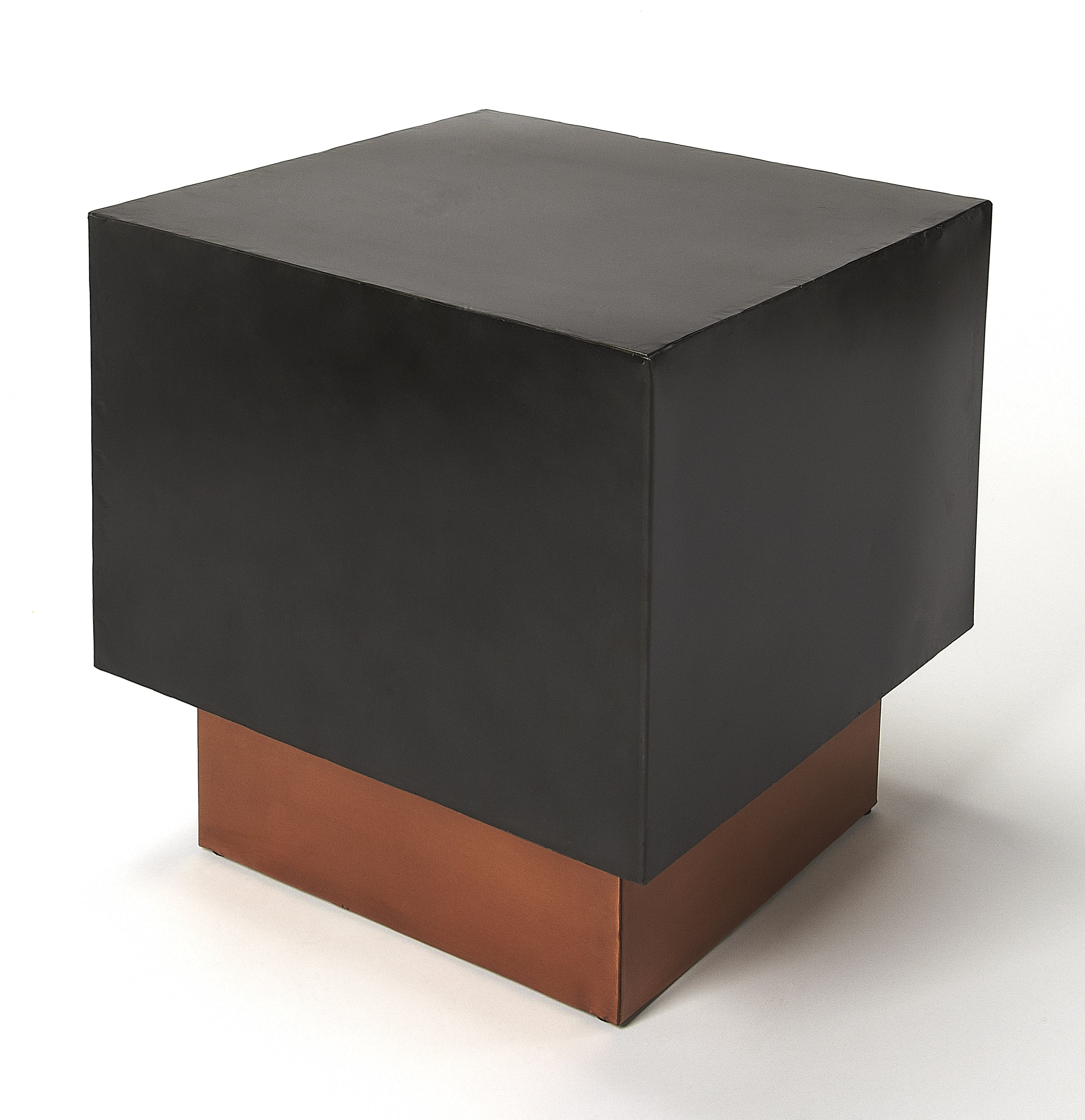 Solomon Contemporary Black and Copper Square Metal Side Table