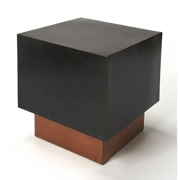 Butler Specialty 18" Square Metal Accent End Table In Black And Copper