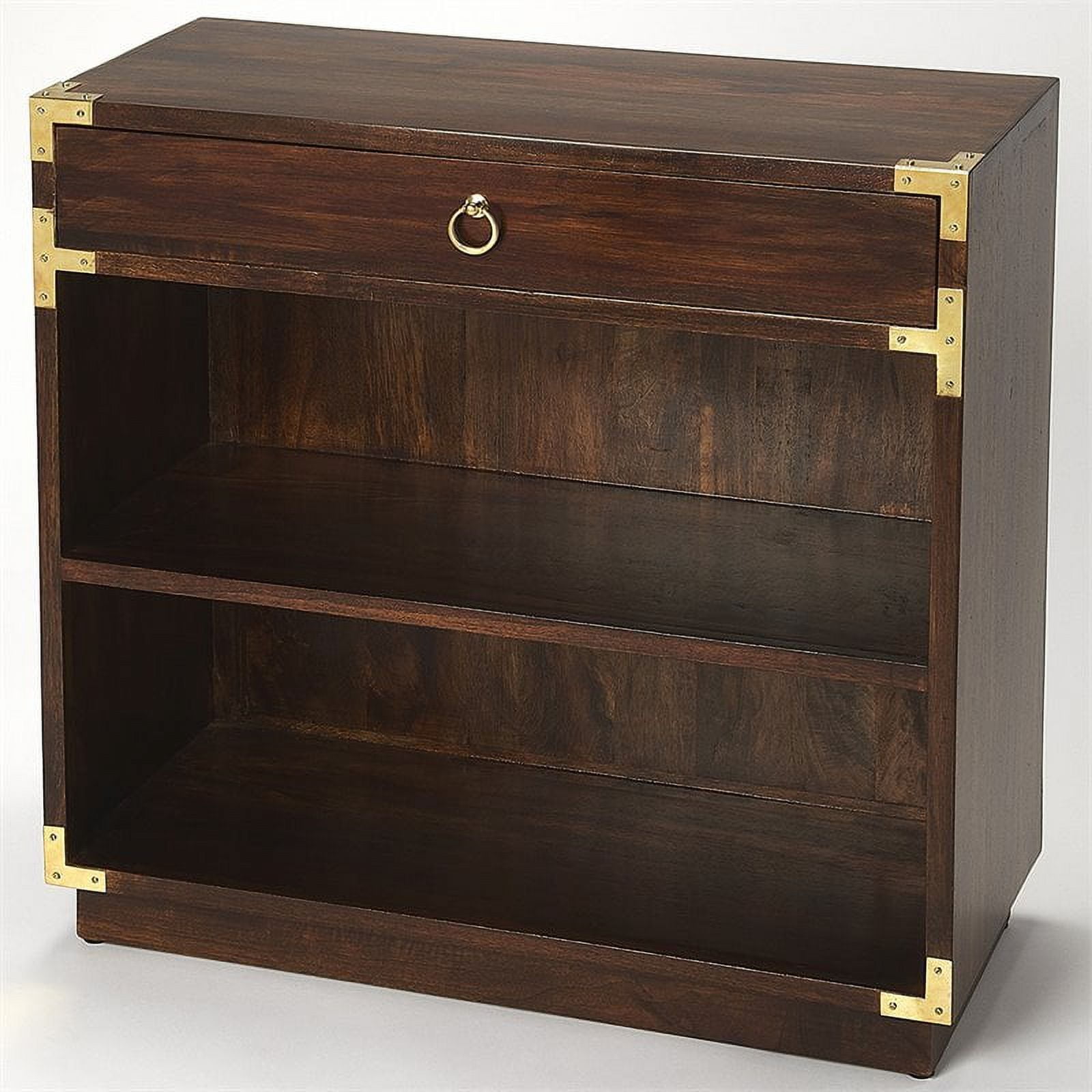 Forster Campaign Kids 28" Brown Bookcase with Gold Hardware