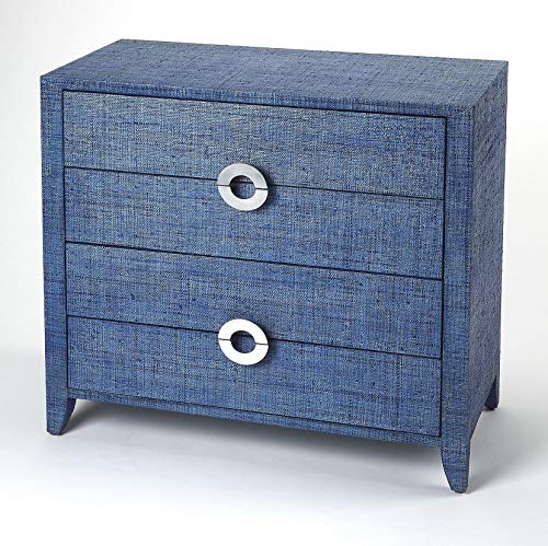 Navy Raffia - Blue - Rectangular - Natural Raffia, Plywood, MDF, Silver ...