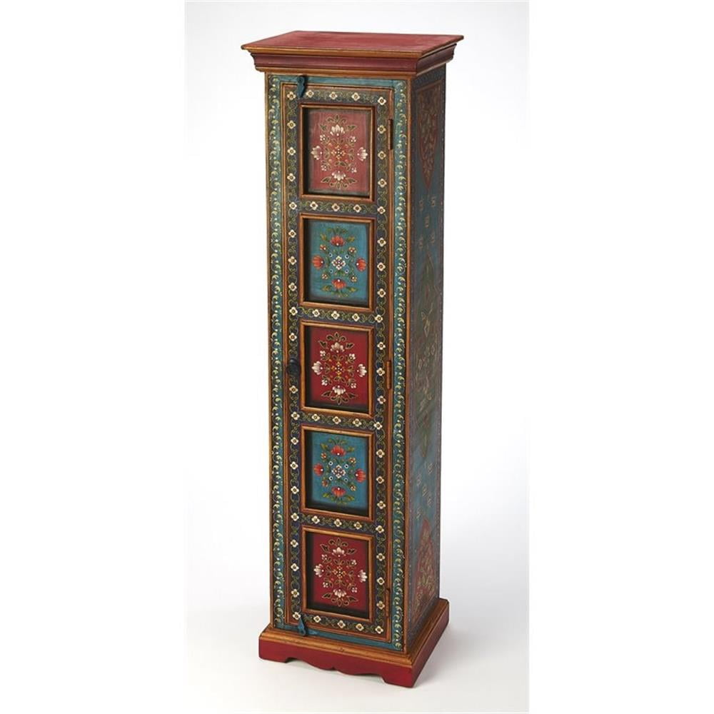 Hand Painted Floral Tall Freestanding Office Cabinet