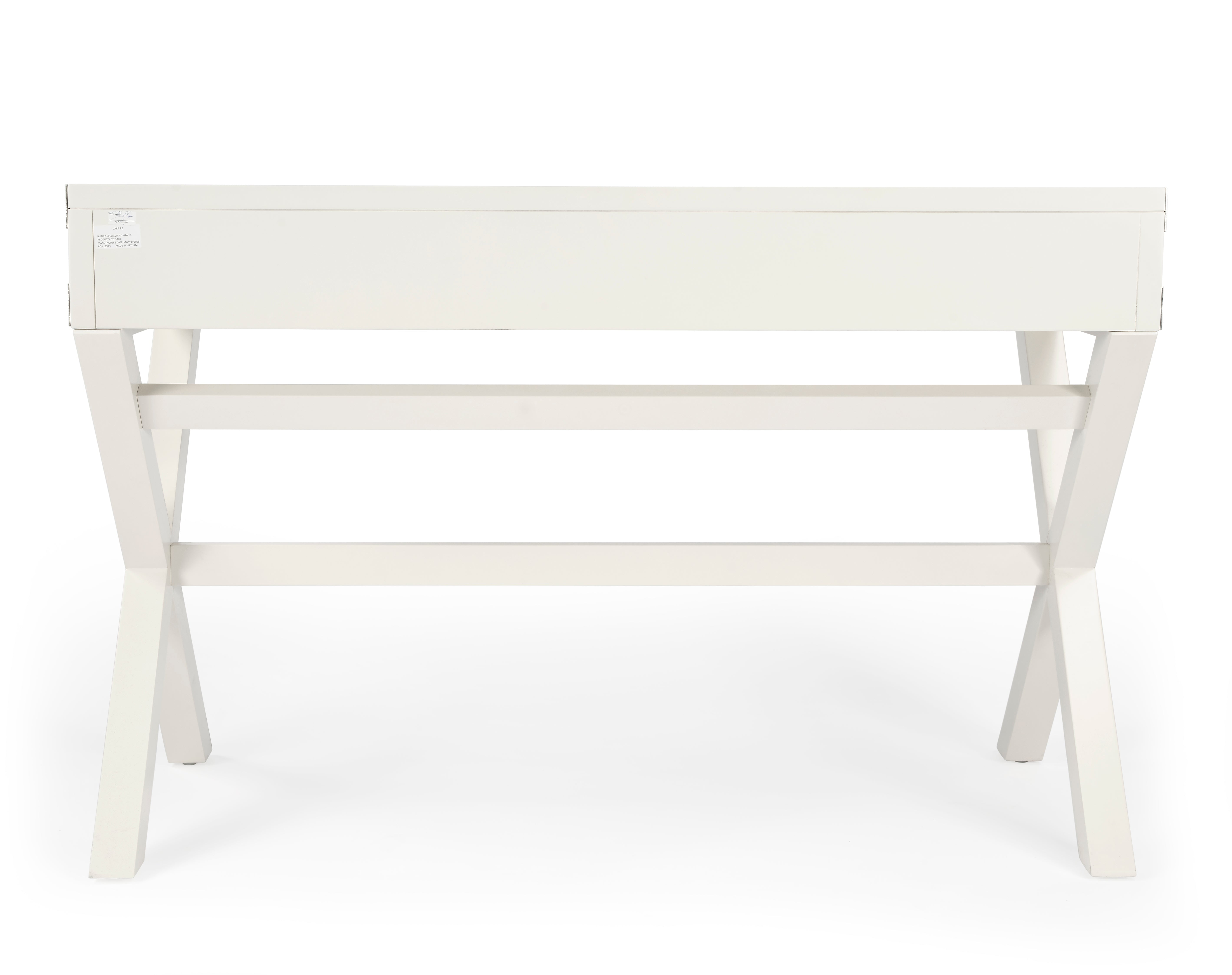 Modern White Campaign-Style Writing Desk with Drawers