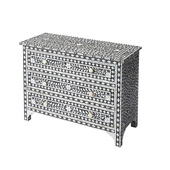 Butler Specialty Bone Inlay Accent Chest In Black Bone Inlay