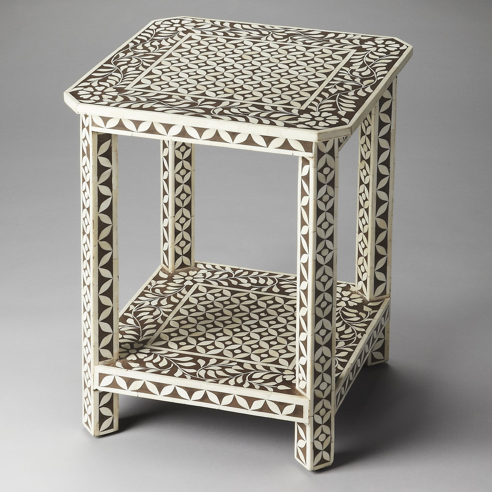 Amelia Brown Bone Inlay Square Side Table