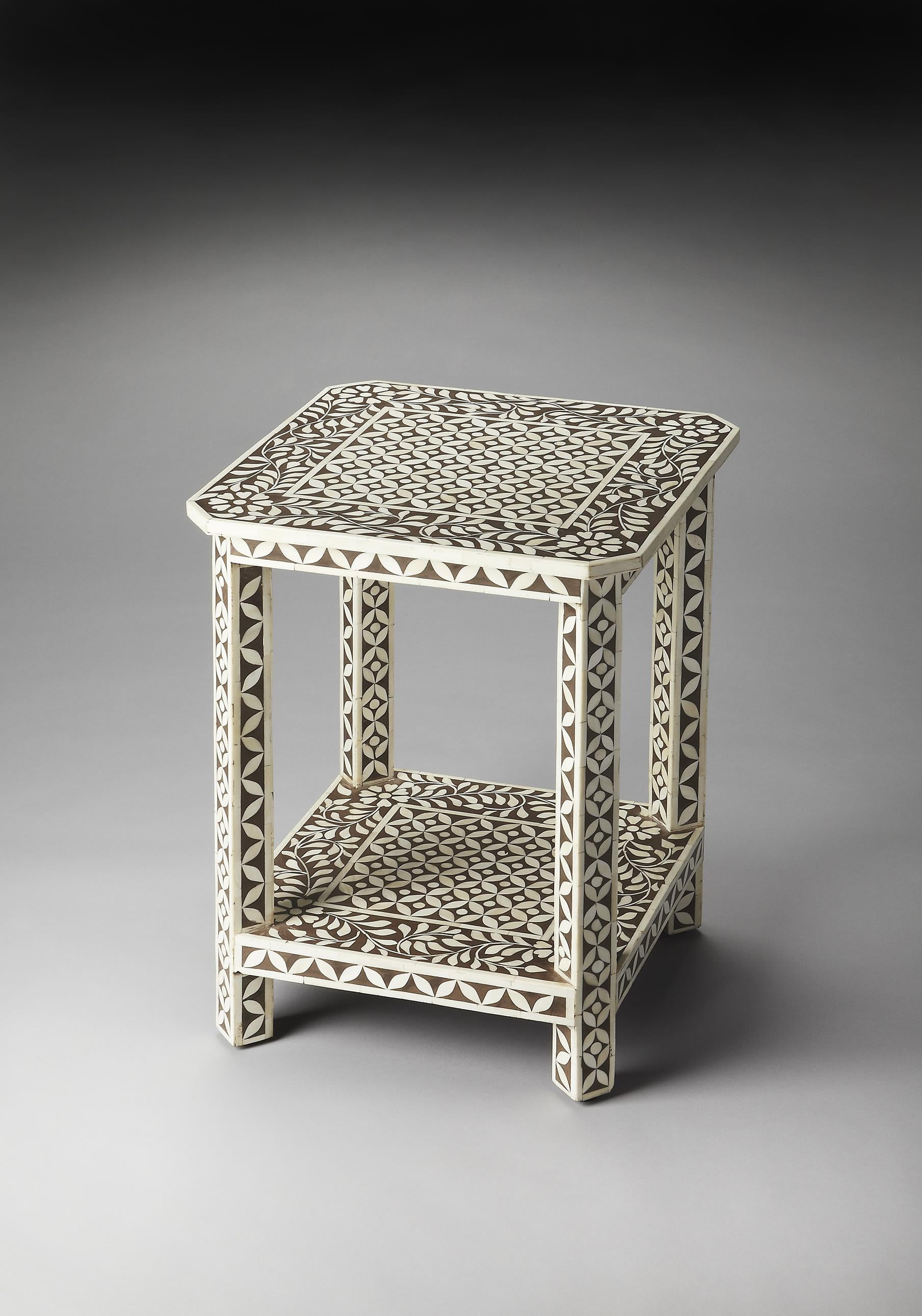 Amelia Brown Bone Inlay Square Side Table