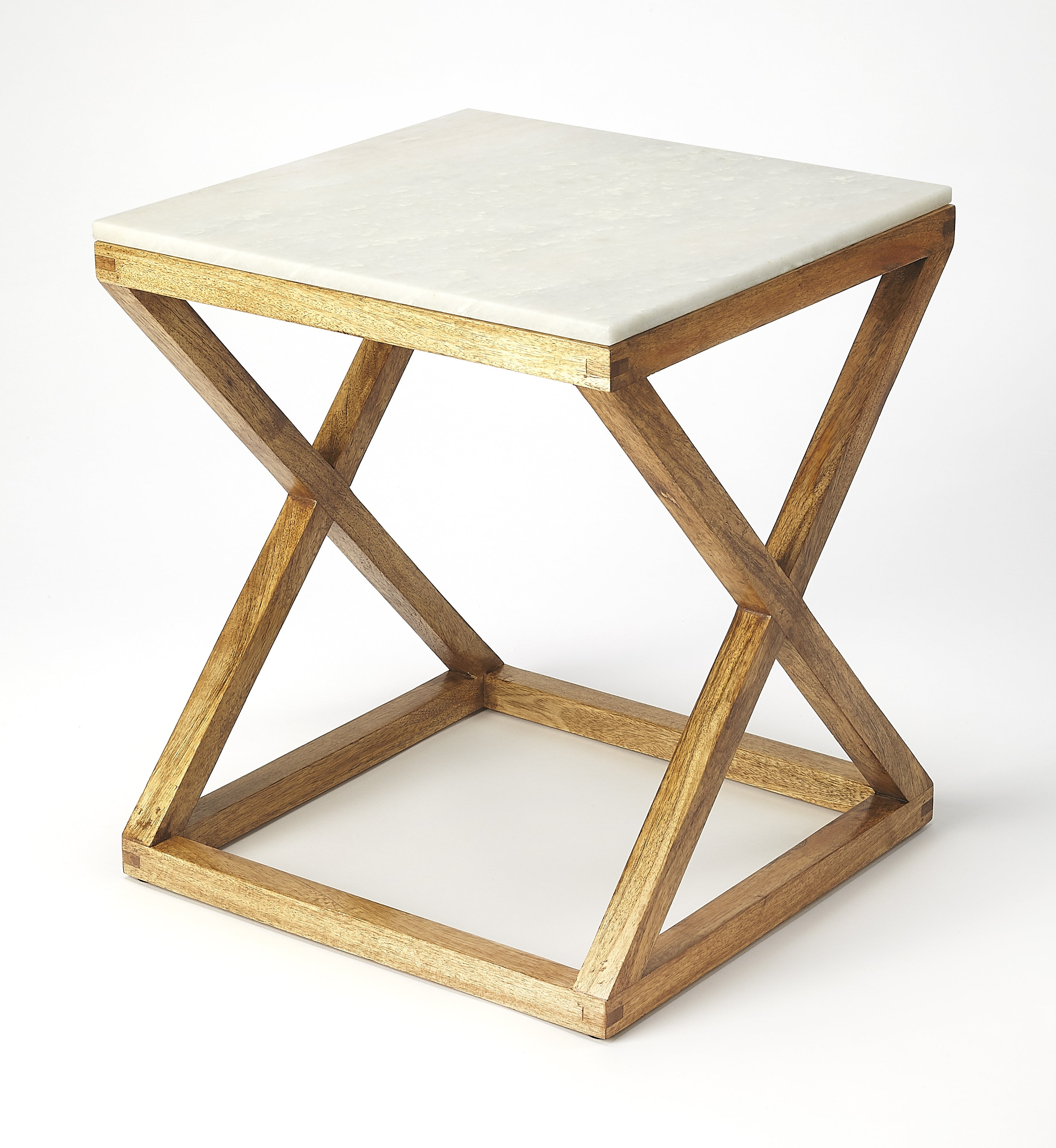 Modern Braylon Rectangular Marble & Wood End Table