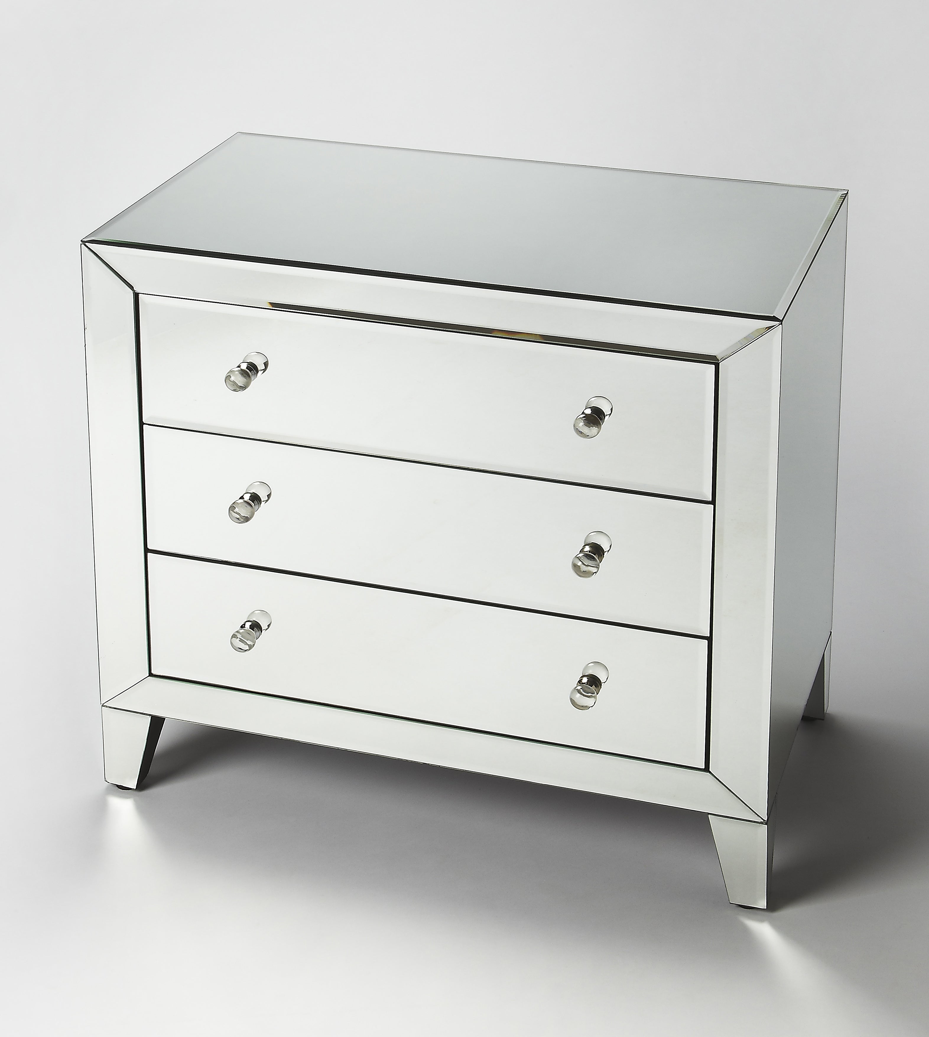 Emily 30" Mirrored MDF Drawer Chest with Ball Bearing Guides
