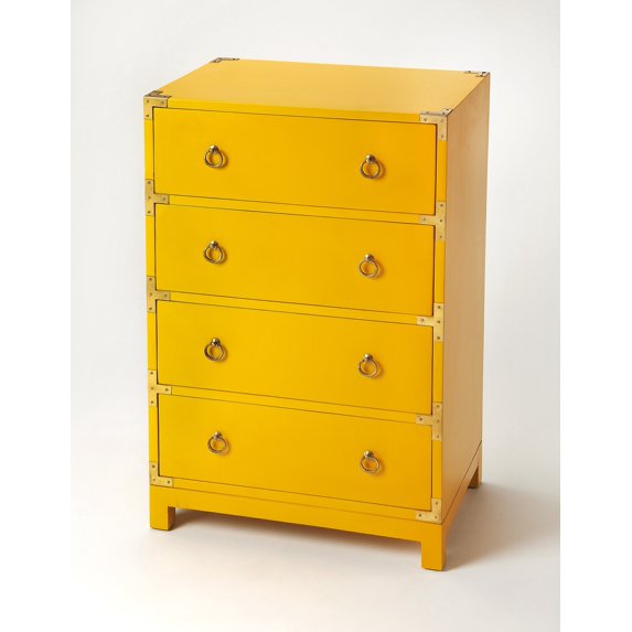 Yellow - Yellow - Rectangular - Mango wood solids, MDF - BUTLER ARDENNES YELLOW CAMPAIGN ACCENT CHEST