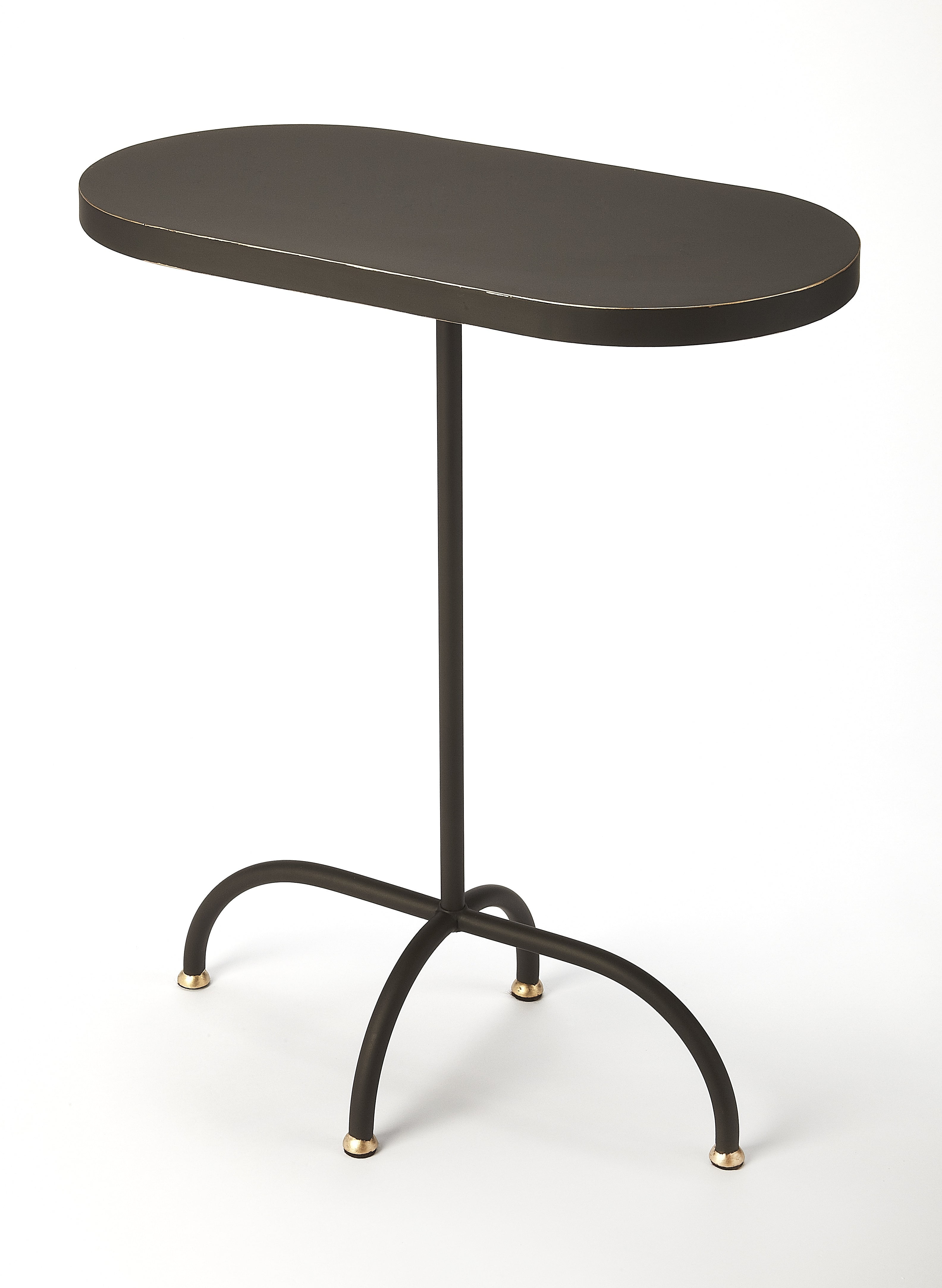 Oval MDF and Iron End Table with Gold and Black Finish