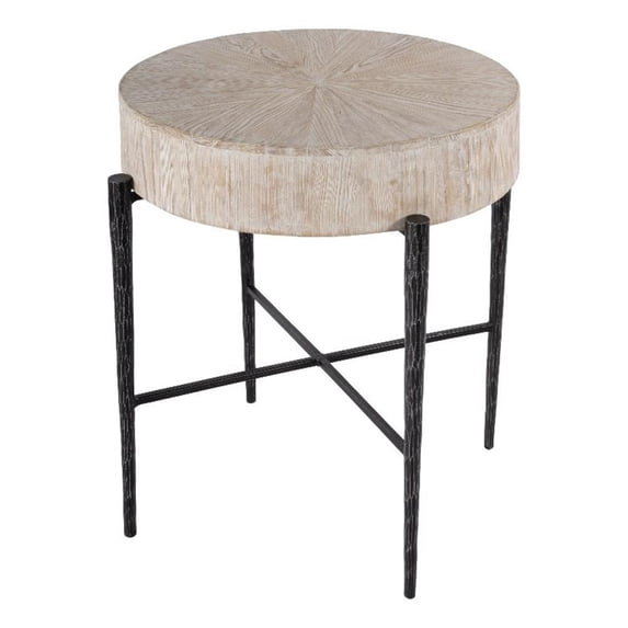 Butler Specialty Company Akemi 24.5" Round Wood and Iron Side Table - Natural