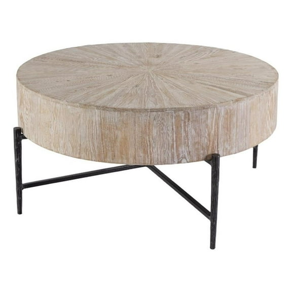 Butler Specialty Company Akemi 38.5"W Wood and Iron Coffee Table - White Washed