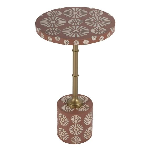 Butler Specialty Company Bethel 14" Round Bone Inlay Iron Side Table - Rose/Gold