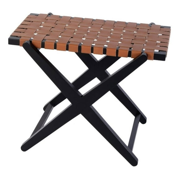 Butler Specialty Company Cipriani 24" W Wood & Leather Luggage Rack-Brown