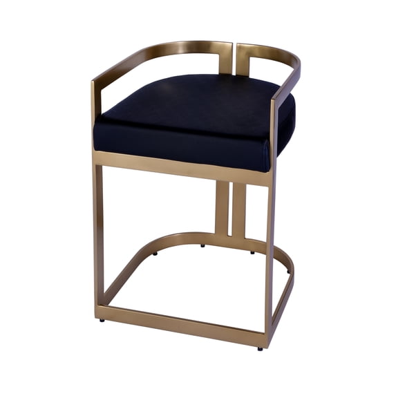 Butler Specialty Company Clarence Faux Leather 22" Dining Stool - Black / Gold