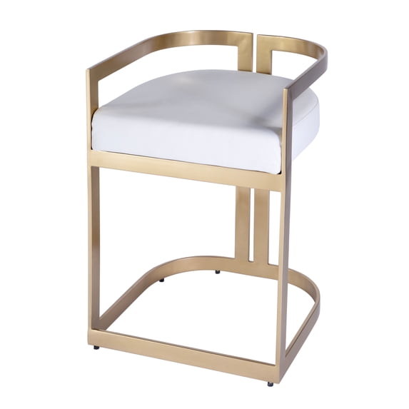 Butler Specialty Company Clarence Faux Leather 23" Dining Stool - Gold / White