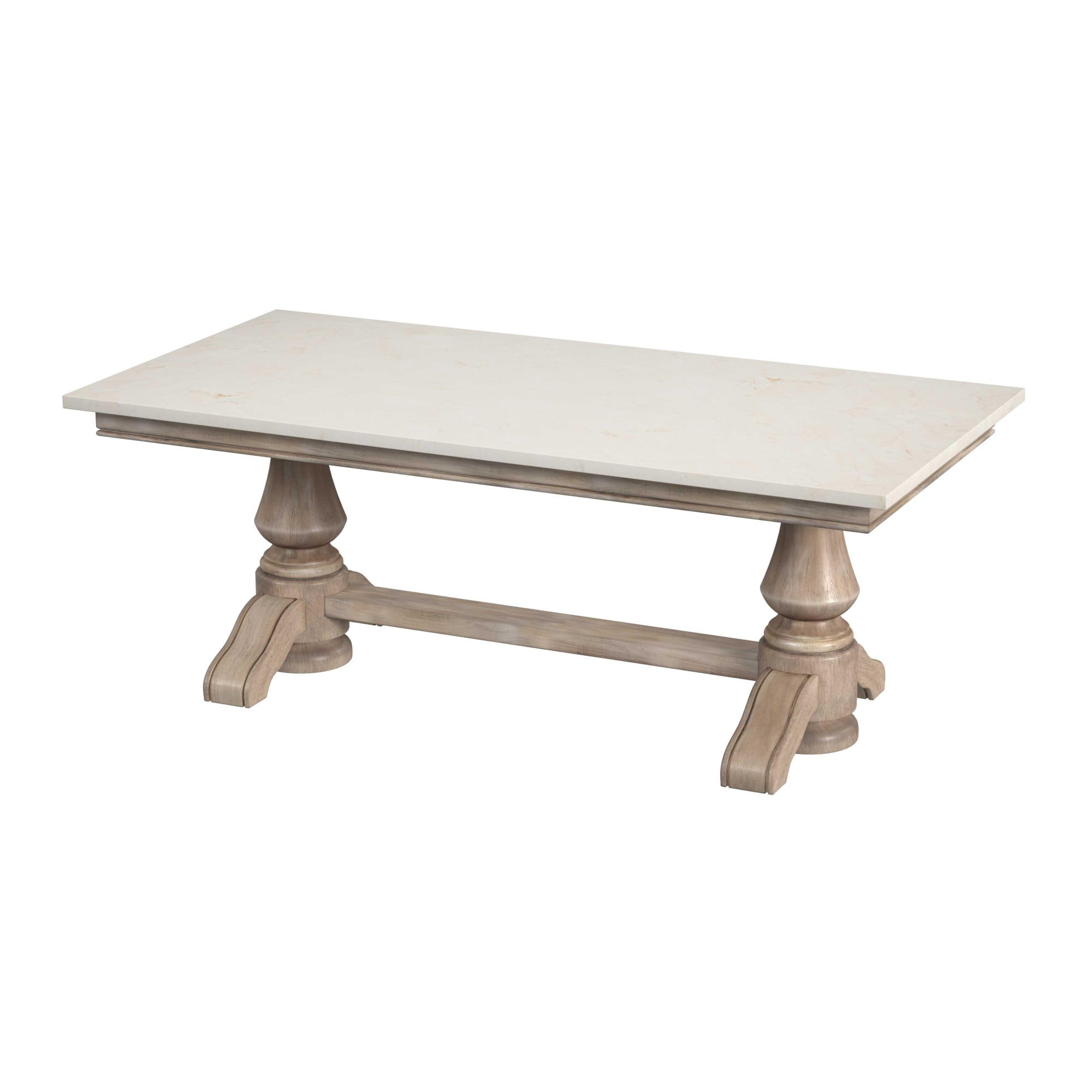 Danielle Beige Marble and Wood Rectangular Coffee Table