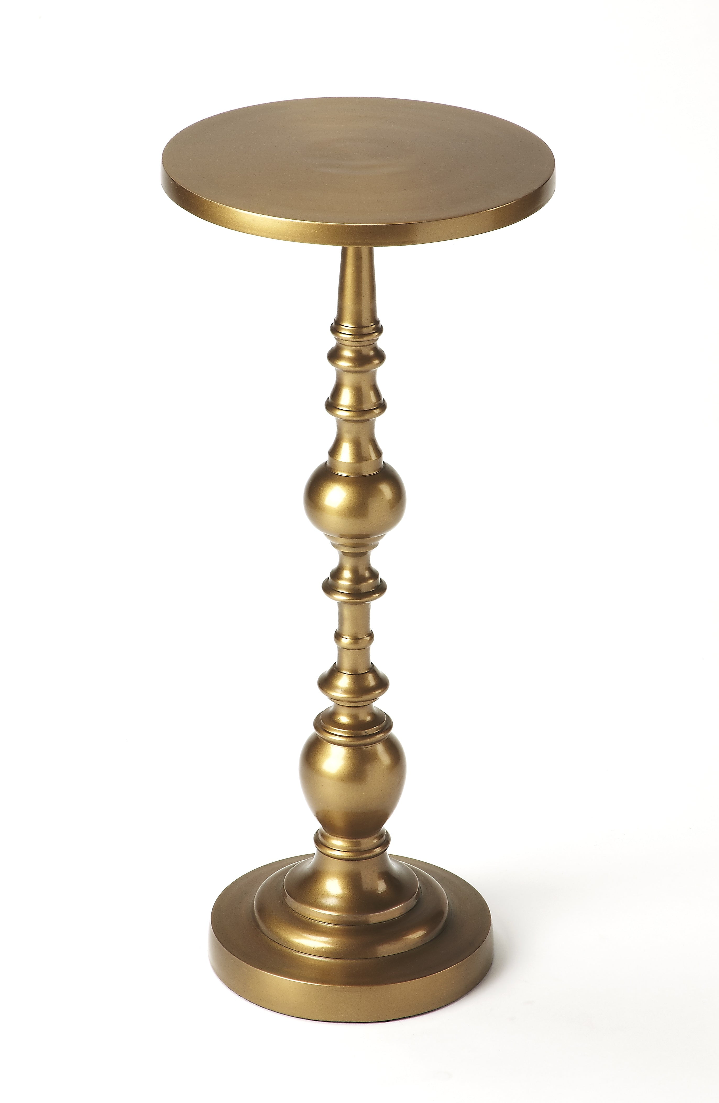 Millender Round Antique Gold Aluminum Pedestal End Table