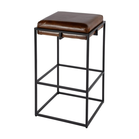 Butler Specialty Company Eldridge 31 in. Seat Height Leather Bar Stool in Brown