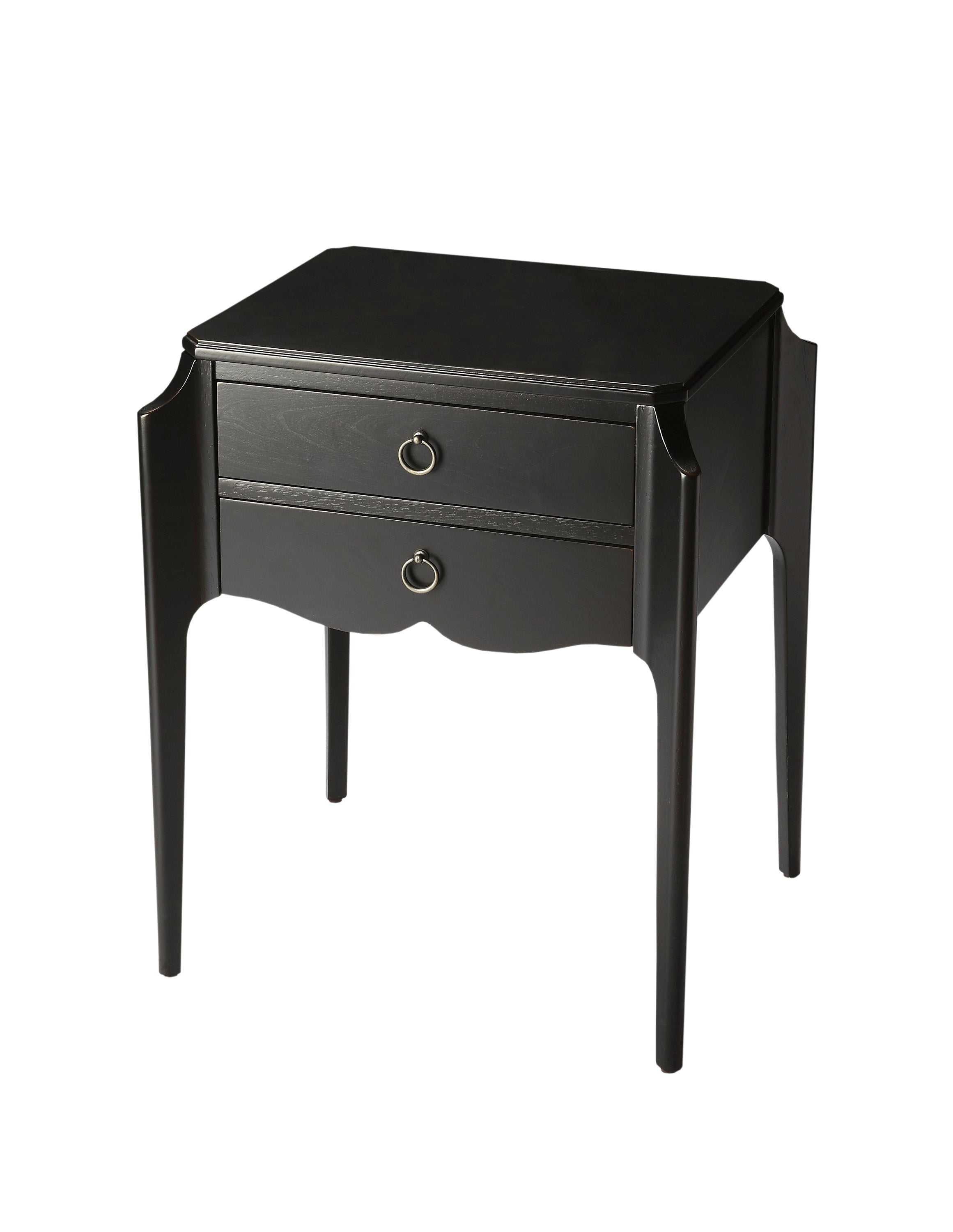 Black Licorice Wood Nightstand with Storage Drawers
