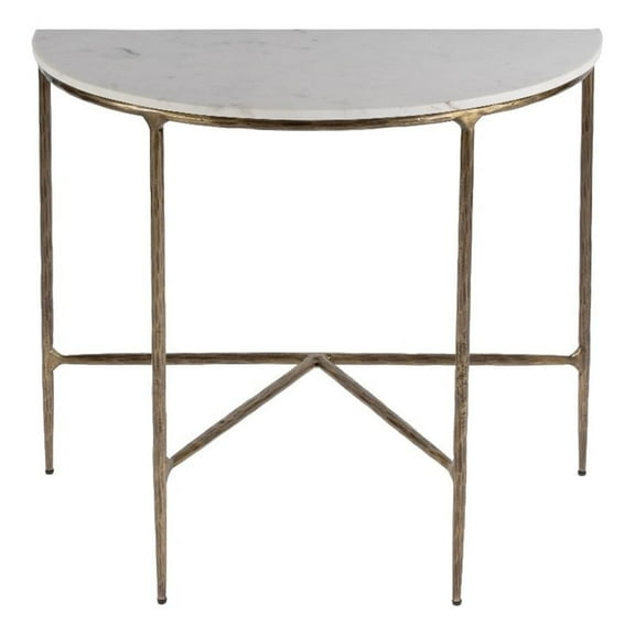 Butler Specialty Company Evelyn Marble and Iron Demilune Console Table - Ivory