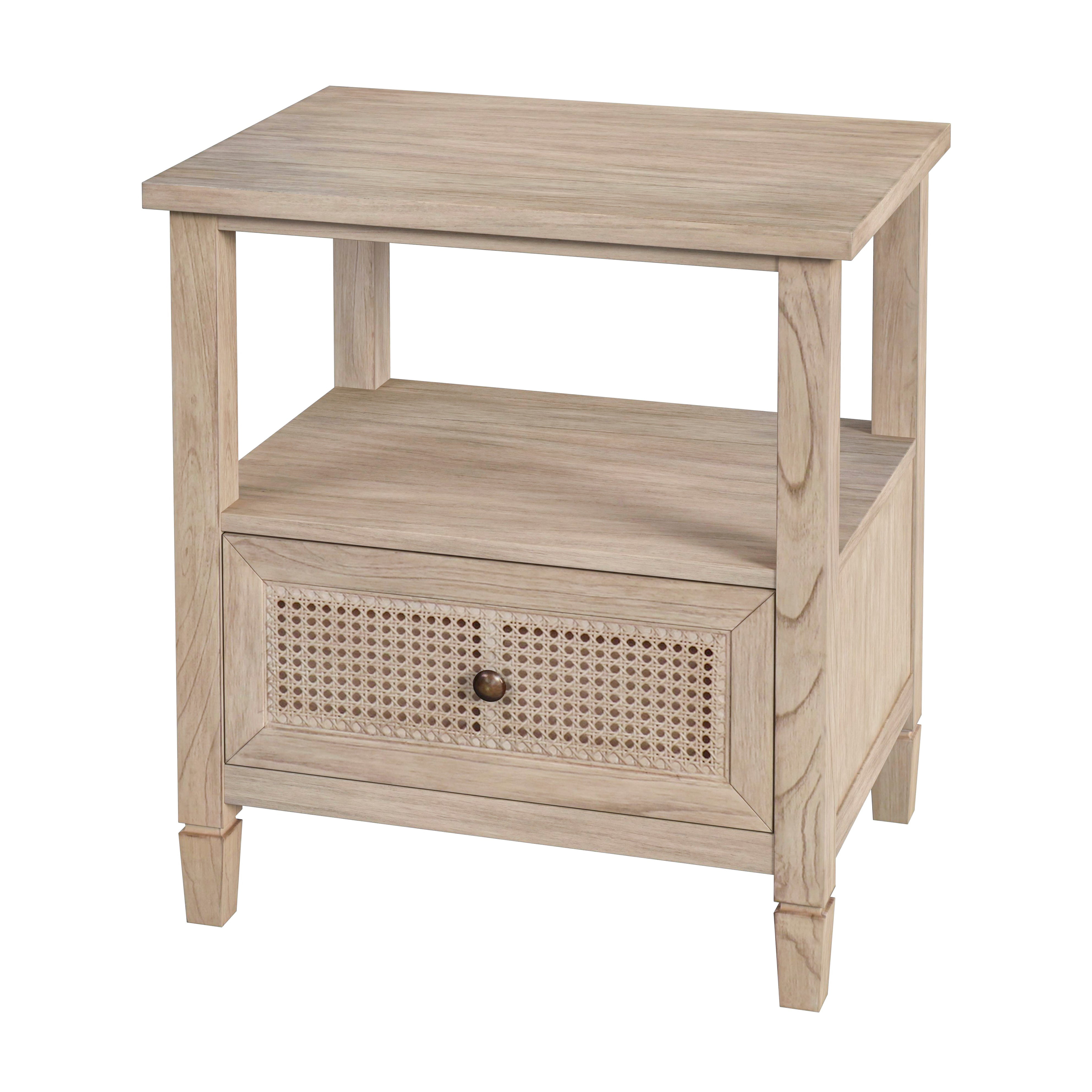 Flagstaff Natural Wood and Cane 1-Drawer Nightstand