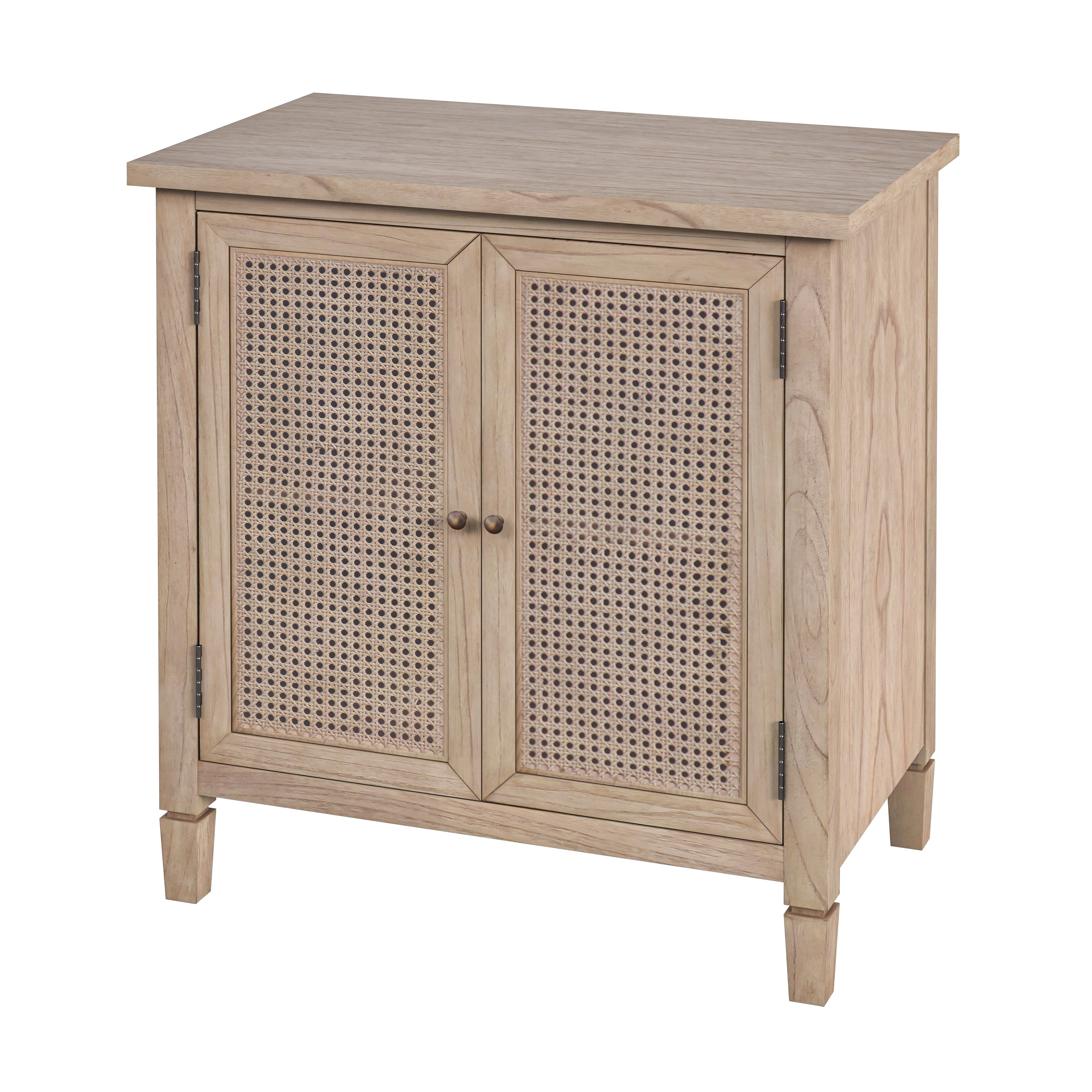 Desert Sand Traditional 2-Door Cane Cabinet with Adjustable Shelving